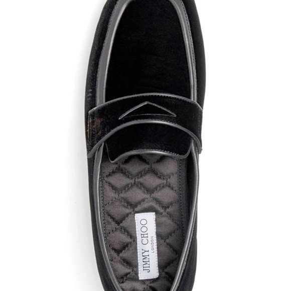Jimmy Choo Buxton Velvet Loafers - Black - Picture 4 of 9